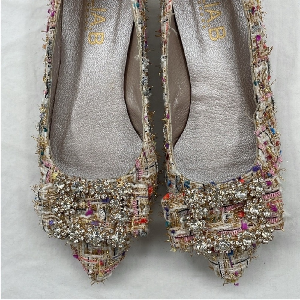 NEW! Anthropologie ELIA B Spain Made Tweed Flats With Jewel Front. EU36. - Picture 6 of 14